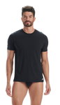 adidas Underwear T-Shirt Crew Neck (95% Cotton) Short Sleeve Black Men's - 2 Pack