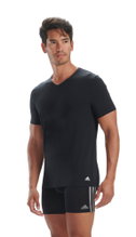 adidas Unterwäsche Shirt V-Neck (100% Baumwolle) Kurzarm schwarz Herren - 3 Stück