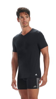 adidas underwear shirt V-neck (100% cotton) short-sleeved black men's - pack of 3