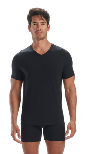adidas Unterwäsche Tshirt (V-Ausschnitt, 4-Wege-Stretch) kürzarm schwarz Herren - 2 Stück