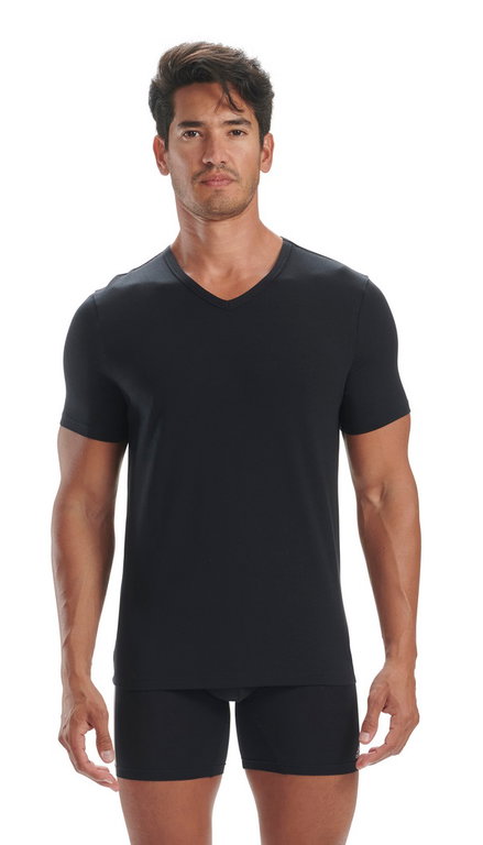 adidas Underwear T-shirt (V-neck, 4-way stretch) short sleeve black men's - 2 pieces