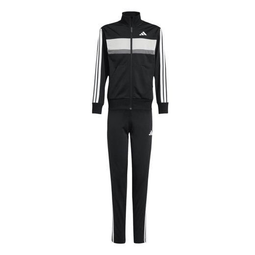 adidas Trainingsanzug Seasonal Essentials Tiberio 3-Streifen schwarz/weiss/grau Kinder