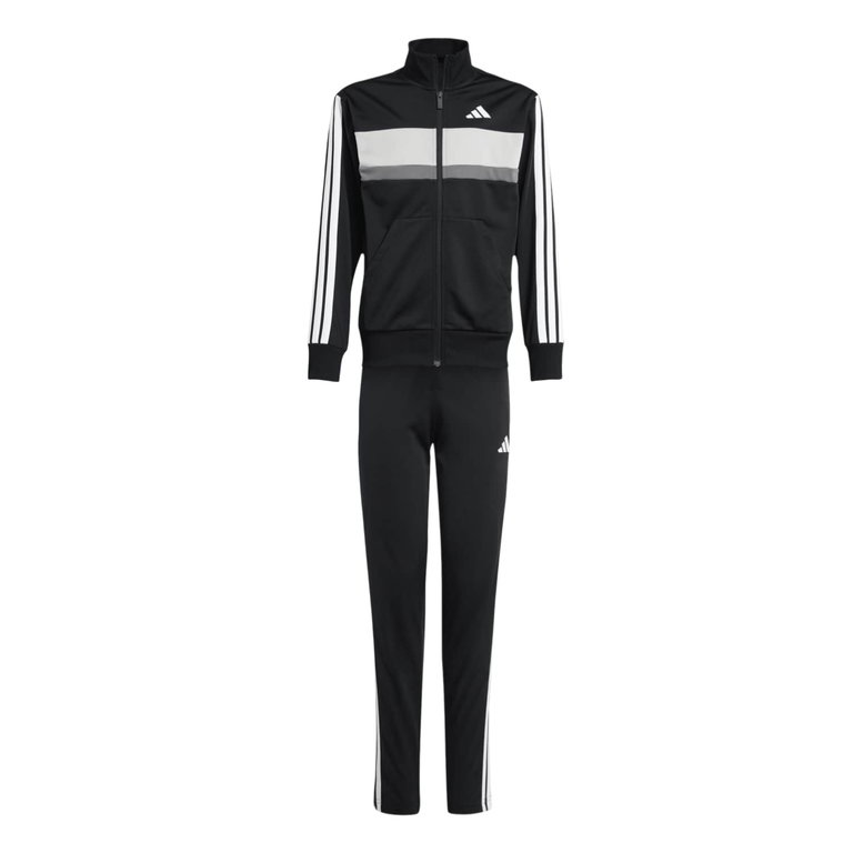 adidas Trainingsanzug Seasonal Essentials Tiberio 3-Streifen schwarz/weiss/grau Kinder