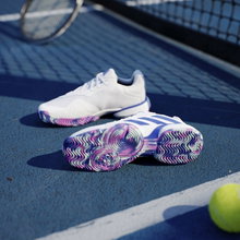 adidas Buty tenisowe Barricade Allcourt 2024 białe/niebieskie dziecięce