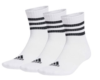 adidas Sportsocken 3-Streifen Cushioned Sportswear Mid-Cut (Baumwolle) weiss/schwarz - 3 Paar