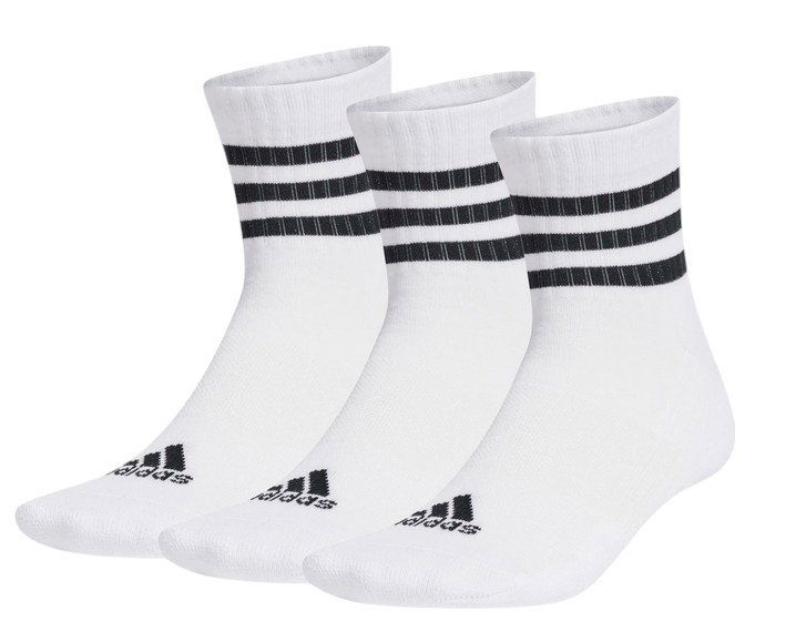 adidas Sportsocken 3-Streifen Cushioned Sportswear Mid-Cut (Baumwolle) weiss/schwarz - 3 Paar