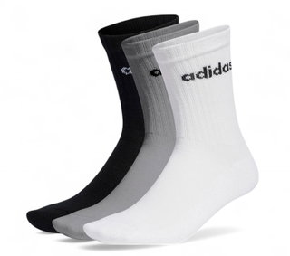 adidas Sportsocken Linear Crew Cushioned (Baumwolle) weiss/grau/schwarz - 3 Paar