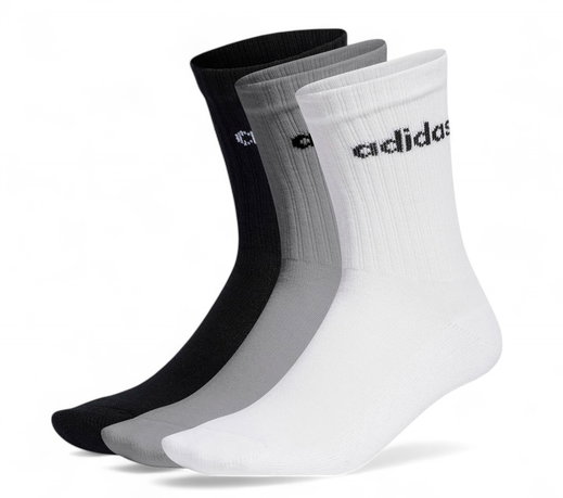 adidas Sportsocken Linear Crew Cushioned (Baumwolle) weiss/grau/schwarz - 3 Paar