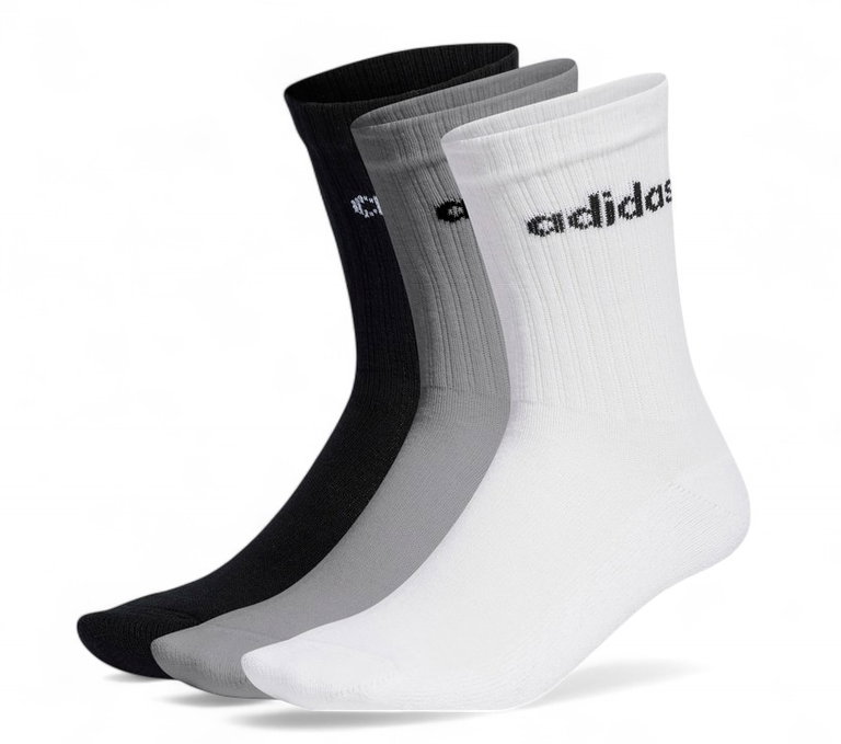 adidas Sportsocken Linear Crew Cushioned (Baumwolle) weiss/grau/schwarz - 3 Paar