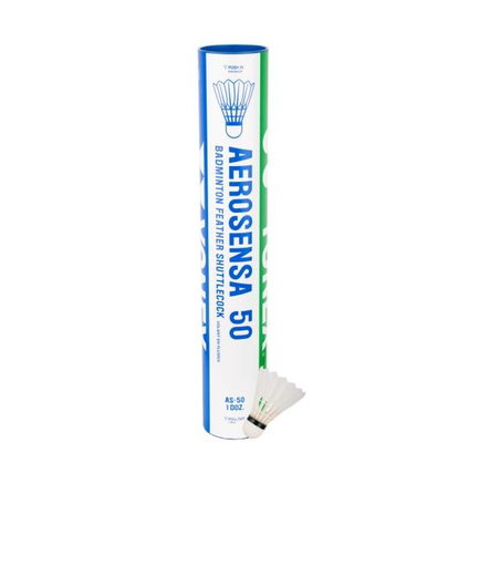 Yonex Badmintonbälle Aerosensa 50 Premium-Gänsefeder weiss Dose 12er