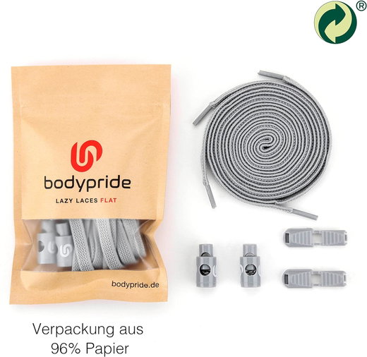 bodypride Schnürsenkel Flat/flach modisch hellgrau 120cm - 1 Paar