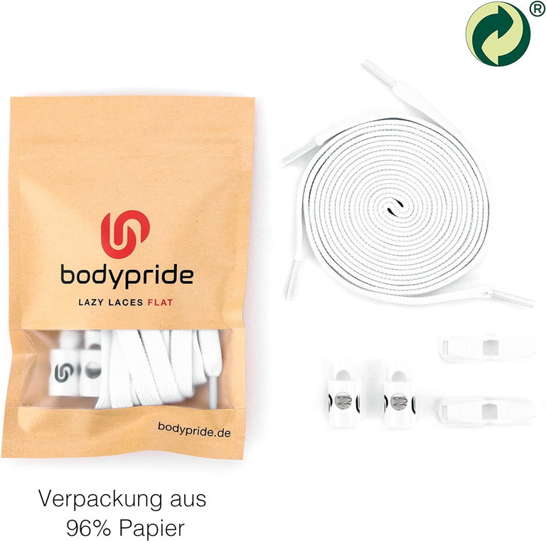 bodypride Schnürsenkel Flat/flach modisch weiss 120cm - 1 Paar