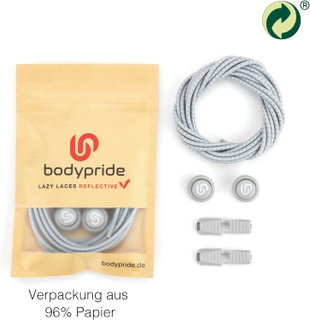 bodypride Round Reflective Grey 120cm Shoelaces - 1 Pair