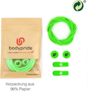 bodypride Round/Reflective Neon Green 120cm Shoelaces - 1 Pair