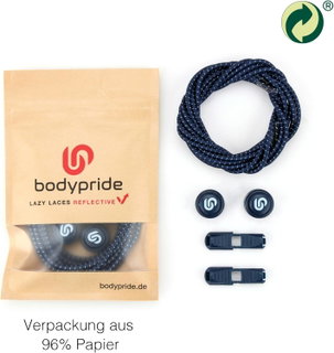 bodypride Round Reflective Navy Blue 120cm Shoelaces - 1 Pair