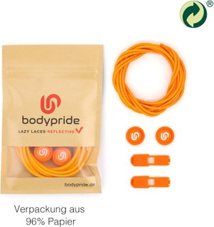 bodypride Round/Reflective Orange 120cm Shoelaces - 1 Pair