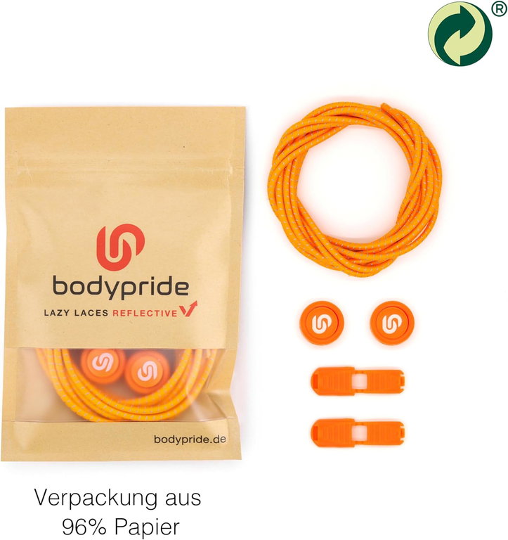 bodypride Round/Reflective Orange 120cm Shoelaces - 1 Pair