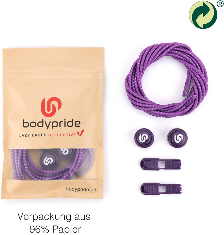 bodypride Round Reflective Purple 120cm Shoelaces - 1 Pair