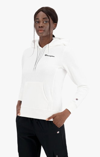 Champion Kapuzenpullover (Hoodie gefüttert) American Classic kleiner Logo Schriftzug weiss Damen