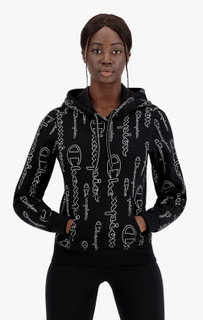 Champion Kapuzenpullover (Hoodie) American Classic Graphic Logo Schriftzug schwarz Damen