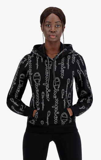 Champion Kapuzenpullover (Hoodie) American Classic Graphic Logo Schriftzug schwarz Damen