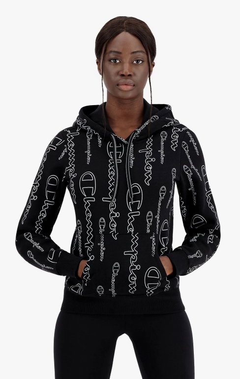 Champion Hoodie American Classic Graphic Logo Black Women