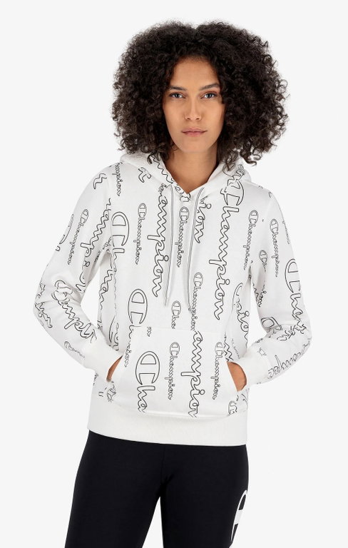 Champion Hoodie American Classic Graphic Logo Script 2021 White Women
