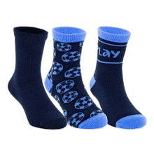 ECCO Tagessocke Crew Play Mid-Cut (Baumwolle, Fussball-Design) skyblau Jungen - 3 Paar