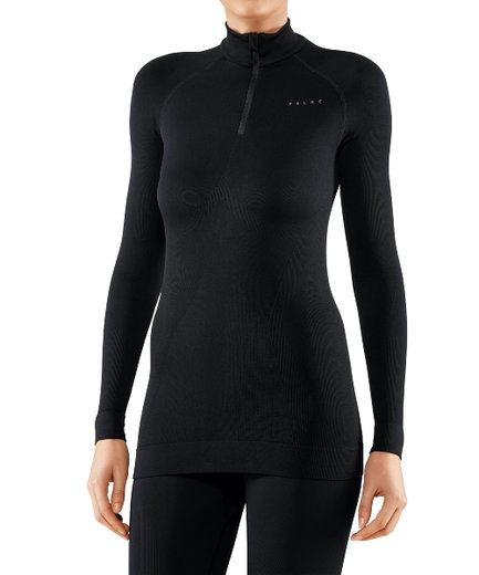 Falke Funktionsunterwäsche Langarmshirt Maximum Warm Half-Zip - schwarz Damen