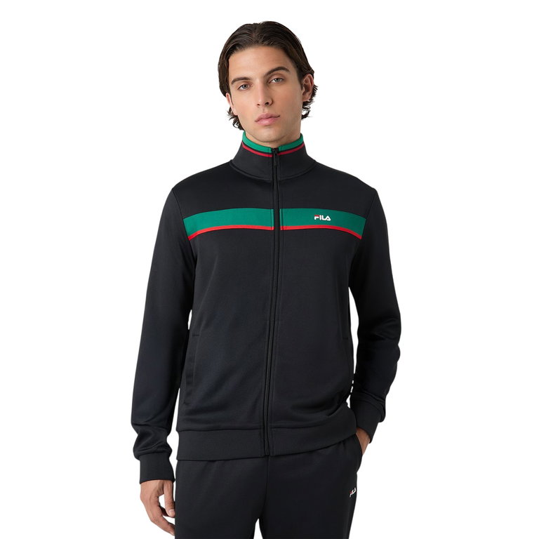 Fila Leisure Sports Jacket Sagano (Sweat Jacket, 100% Polyester) Full Zip - Black Men's