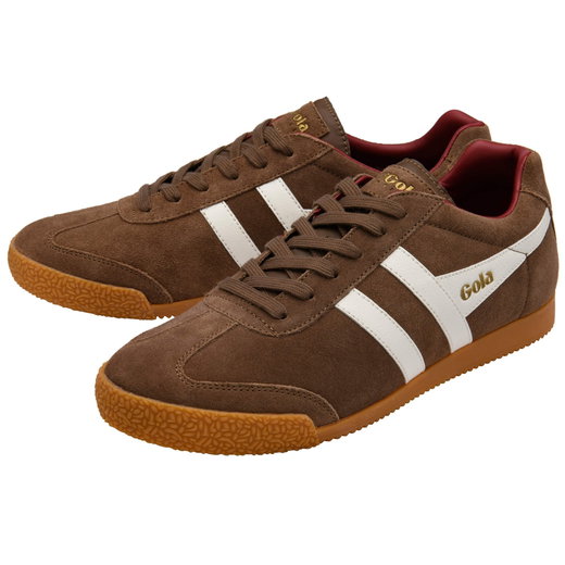 Gola Harrier Suede-Leather Sneakers dark brown/white/red Men's Sneakers