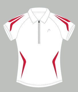 Head Polo Zip weiß/rot Damen (Größe S)