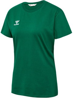 hummel Sport/Freizeit-Shirt hmlGO 2.0 (Bio-Baumwolle, klassisch Design) Kurzarm dunkelgrün Damen