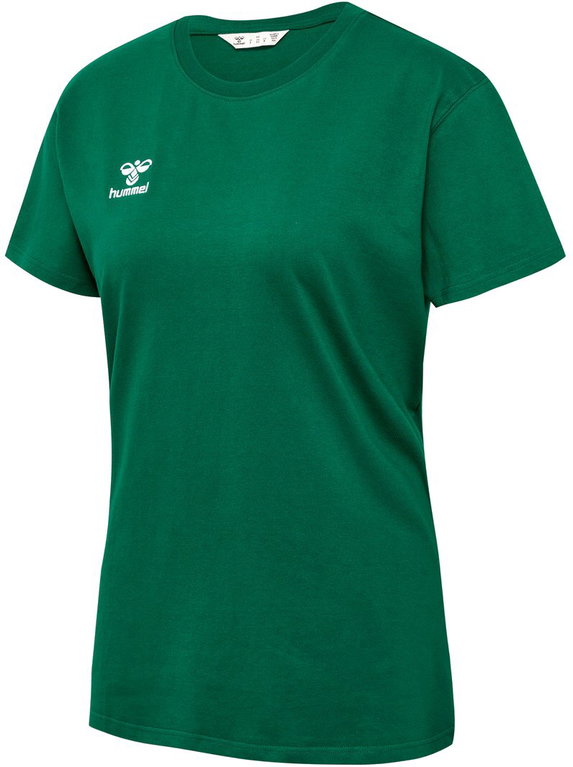hummel Sport/Freizeit-Shirt hmlGO 2.0 (Bio-Baumwolle, klassisch Design) Kurzarm dunkelgrün Damen