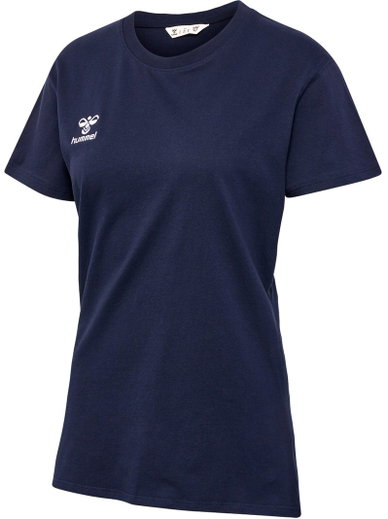 hummel Sport/Freizeit-Shirt hmlGO 2.0 (Bio-Baumwolle, klassisch Design) Kurzarm marineblau Damen