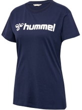 hummel Sport/Freizeit-Shirt hmlGO 2.0 Logo (Bio-Baumwolle) Kurzarm marineblau Damen