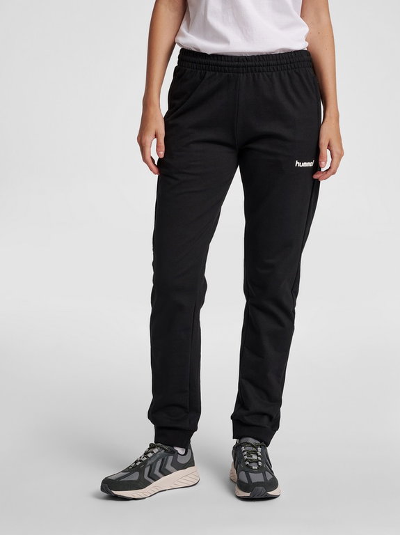 hummel Freizeithose hmlGO Cotton Pant (Baumwolle) lang schwarz Damen