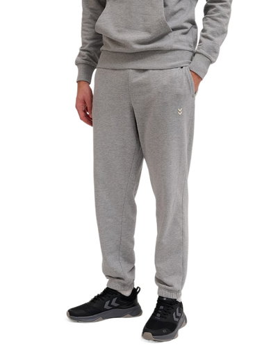 hummel Freizeithose hmlPULSE Sweat Pant (Baumwolle, hoher Tragekomfort) lang grau Herren
