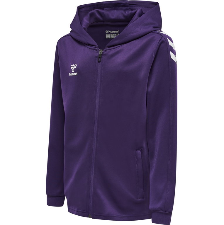 hummel Sport-Kapuzenjacke hmlCORE XK Poly Zip Hood Sweat (Polyester-Sweatstoff) mit Kapuze violett/weiss Kinder