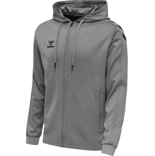 hummel Sport-Kapuzenjacke hmlCORE XK Poly Zip Hood Sweat (Polyester-Sweatstoff) mit Kapuze grau Herren
