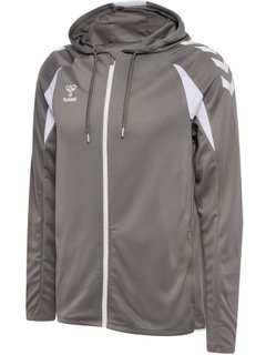 hummel Bluza z kapturem hmlCORE 2.0 Full-Zip (100% recyklingowany poliester) szaro/biała Mężczyźni