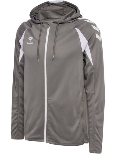 hummel Kapuzenpullover hmlCORE 2.0 Full-Zip Hoodie (100% rec. Polyester) grau/weiss Herren
