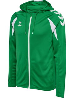 hummel Bluza z kapturem hmlCORE 2.0 Full-Zip (100% rec. poliester) zielona/biała męska