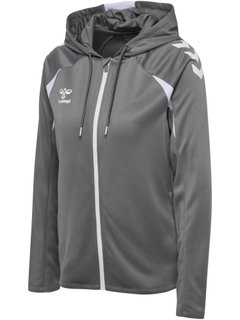 hummel Kapuzenpullover hmlCORE 2.0 Full-Zip Hoodie (100% rec. Polyester) grau/weiss Damen