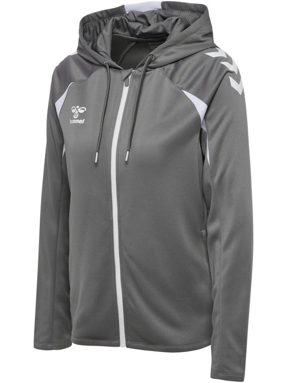 hummel Kapuzenpullover hmlCORE 2.0 Full-Zip Hoodie (100% rec. Polyester) grau/weiss Damen