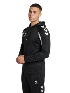 hummel Bluza z kapturem hmlCORE 2.0 (100% recyklingowany poliester) czarna/biała Mężczyźni