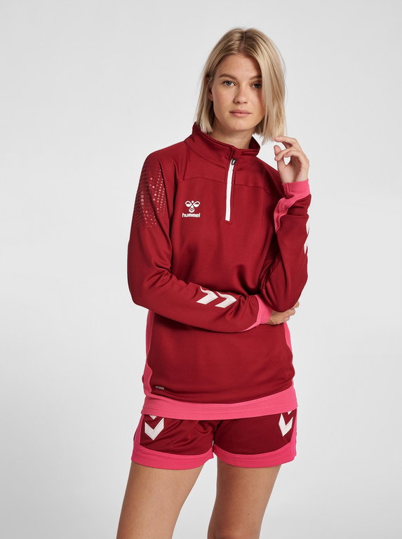 hummel Sport-Langarmshirt hmlLEAD Half-Zip (Sweatstoff) bordeaux/rot Damen