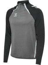Hummel long-sleeve shirt hmlLEAD 2.0 Half Zip (recycled polyester, high breathability) grey/black men's