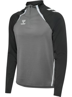 hummel Langarmshirt hmlLEAD 2.0 Half Zip (rec. Polyester, hohe Atmungsaktivität) grau/schwarz Herren