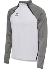 Hummel long-sleeve shirt hmlLEAD 2.0 Half Zip (recycled polyester, high breathability) white/grey men's